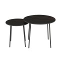COFFEE TABLES 2PCS ROUND CUPPER FK9878.13 MELAMINE IN BLACK MARBLE-BLACK METAL Φ55x45Hcm.