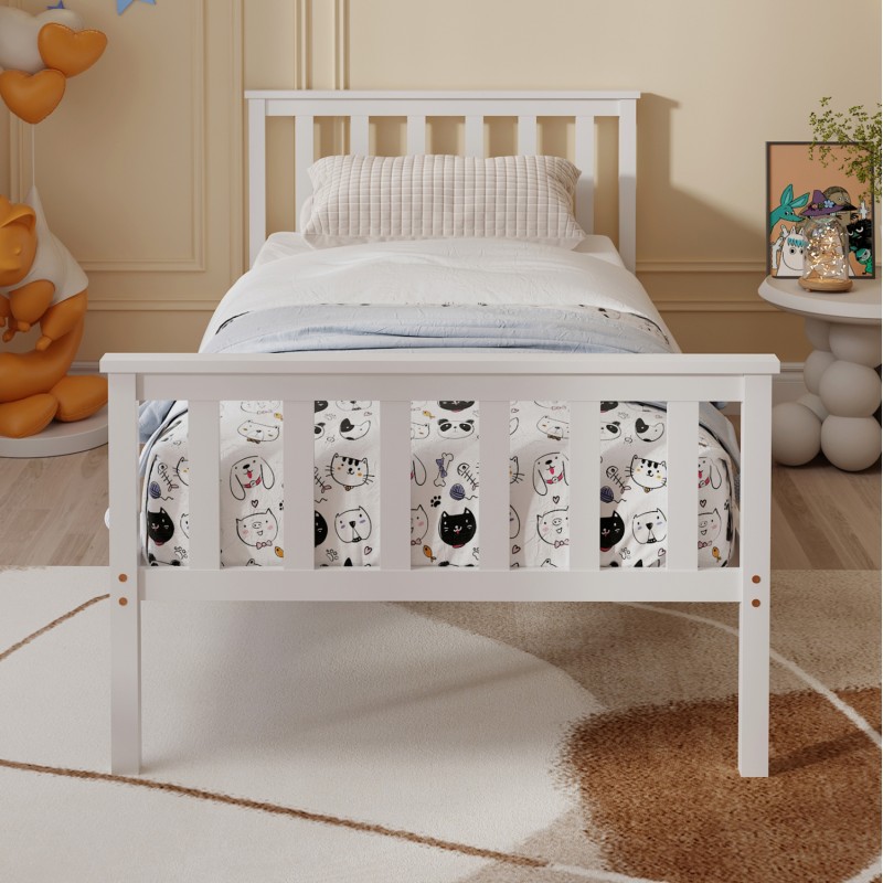 BED GIMLY FK675.03 SOLID PINE WOOD IN WHITE FOR MATTRESS 190x90cm. BED GIMLY FK675.03 SOLID PINE WOOD IN WHITE FOR MATTRESS 190x90cm.