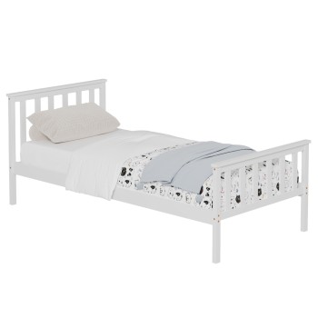 BED GIMLY FK675.03 SOLID PINE WOOD IN WHITE FOR MATTRESS 190x90cm.