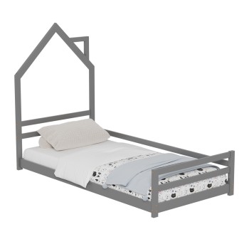 BED FOR KIDS HOUSER FK676.05 t.MONTESSORI SOLID PINE WOOD IN GREY- 190x90cm.