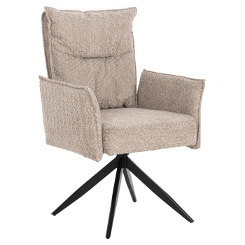 DINING ARMCHAIR ZORIN FK9846.07 DARK BEIGE FABRIC-BLACK METAL BASE 64x66x94,5Hcm.
