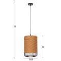 CEILING PENDANT LAMP FK4340 SAND BEIGE PAPER ROPE-BLACK METAL FRAME Φ26x40-120Hcm. CEILING PENDANT LAMP FK4340 SAND BEIGE PAPER ROPE-BLACK METAL FRAME Φ26x40-120Hcm.