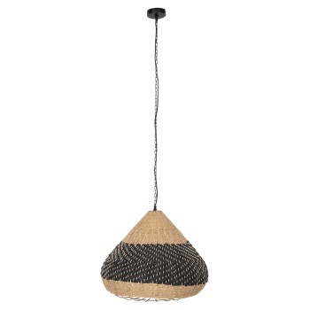 CEILING PENDANT LAMP FK4354 NATURAL RATTAN-PAPER ROPE-NATURAL&BLACK COLOR Φ54x42-145Hcm.