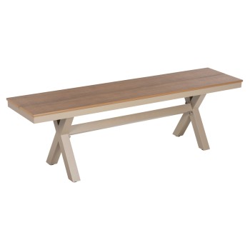 ALUMINUM BENCH TAWNEE FK6038.04 CHAMPAGNE COLOR- POLYWOOD SEAT IN NATURAL WOOD COLOR 150x36x45Hcm.