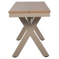 ALUMINUM BENCH TAWNEE FK6038.04 CHAMPAGNE COLOR- POLYWOOD SEAT IN NATURAL WOOD COLOR 150x36x45Hcm. ALUMINUM BENCH TAWNEE FK6038.04 CHAMPAGNE COLOR- POLYWOOD SEAT IN NATURAL WOOD COLOR 150x36x45Hcm.