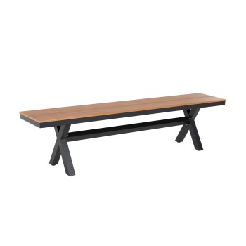 ALUMINUM BENCH TAWNEE FK6040.01 ANTHRACITE- POLYWOOD SEAT IN NATURAL WOOD COLOR 220x36x44,5Hcm.