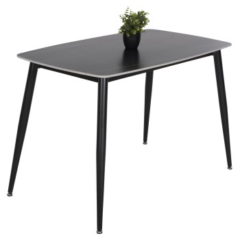 DINING TABLE RAVEN FK9854.02 CERAMIC TOP IN BLACK MARBLE-BLACK METAL LEGS 117,5x67,5x76Hcm.