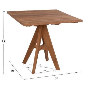 OUTDOOR DINING TABLE LEO FK9622.11 SQUARE TEAK WOOD 80x80x75Hcm.