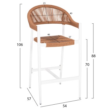 ALUMINUM BAR STOOL GREGG FK5788.11 WHITE-SAND BEIGE SYNTHETIC RATTAN 55x57x106Hcm. ALUMINUM BAR STOOL GREGG FK5788.11 WHITE-SAND BEIGE SYNTHETIC RATTAN 55x57x106Hcm.