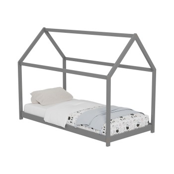 BED FOR KIDS PEPE FK678.05 t.MONTESSORI SOLID PINE WOOD IN GREY- 140x70cm.