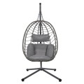HANGING NEST MILLIE FK5997.10 METAL BASE-SYNTHETIC RATTAN AND CUSHIONS IN GREY 90x75x190Hcm. HANGING NEST MILLIE FK5997.10 METAL BASE-SYNTHETIC RATTAN AND CUSHIONS IN GREY 90x75x190Hcm.