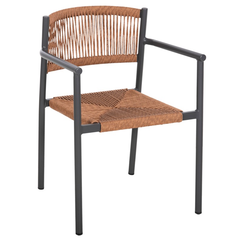 ALUMINUM ARMCHAIR STER FK5786.12 ANTHRACITE-SYNTHETIC RATTAN IN BEIGE 55,5x53x78Hcm. ALUMINUM ARMCHAIR STER FK5786.12 ANTHRACITE-SYNTHETIC RATTAN IN BEIGE 55,5x53x78Hcm.