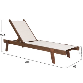 BEACH LOUNGER MILOS FK10685.01 BEECH WOOD IN WALNUT-ECRU TEXTILENE CUSHION COVER 204x65x92,5Hcm.