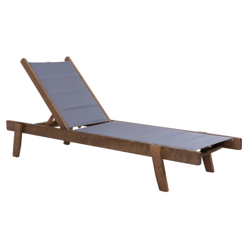 BEACH LOUNGER MILOS FK10685.02 BEECH WOOD IN WALNUT-GREY TEXTILENE CUSHION COVER 204x65x92,5Hcm. BEACH LOUNGER MILOS FK10685.02 BEECH WOOD IN WALNUT-GREY TEXTILENE CUSHION COVER 204x65x92,5Hcm.
