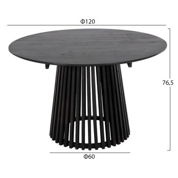 DINING TABLE ROUND FRANTZ FK9388.12 SOLID MINDI WOOD IN BLACK Φ120X76,5Hcm.