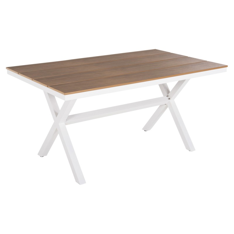 ALUMINUM RECTANGULAR TABLE TAWNEE FK6037.02 WHITE COLOR-POLYWOOD IN NATURAL WOOD 150x89,5x73Hcm ALUMINUM RECTANGULAR TABLE TAWNEE FK6037.02 WHITE COLOR-POLYWOOD IN NATURAL WOOD 150x89,5x73Hcm