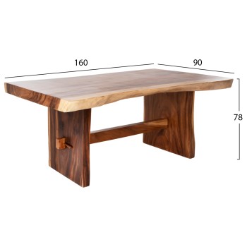 DINING TABLE ULYSES FK9888 SOLID SUAR WOOD IN NATURAL-9cm TOP THICKNESS 160X90X78Hcm.