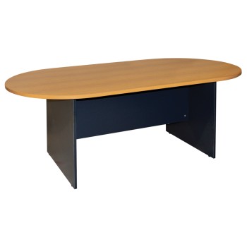 CONFERENCE OVAL DESK SIENNA FK2134.01 MELAMINE IN ANTHRACITE-TOP IN OAK 240x120x75Hcm. CONFERENCE OVAL DESK SIENNA FK2134.01 MELAMINE IN ANTHRACITE-TOP IN OAK 240x120x75Hcm.