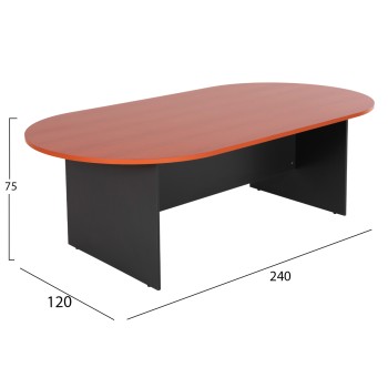 CONFERENCE OVAL DESK SIENNA FK2134.03 MELAMINE IN ANTHRACITE-TOP IN CHERRY 240x120x75Hcm. CONFERENCE OVAL DESK SIENNA FK2134.03 MELAMINE IN ANTHRACITE-TOP IN CHERRY 240x120x75Hcm.
