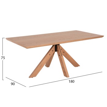 DINING TABLE PAOLO FK9853 MDF WITH MANCHURIAN WOOD VENEER-SOLID RUBBERWOOD LEGS-OAK COLOR 180x90x75Hcm.