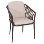 ALUMINUM ARMCHAIR BOLLY FK6080 BROWN FRAME-SYNTHETIC RATTAN IN BROWN-BEIGE CUSHIONS 58,5x67x86Hcm.