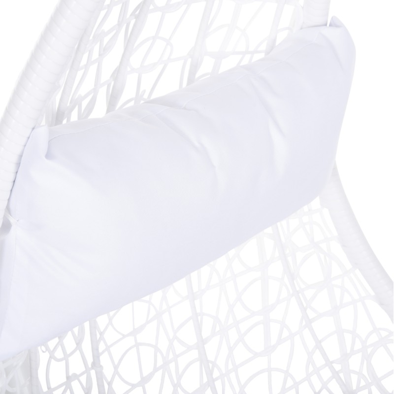 HANGING NEST MILLIE FK5996.03 METAL-SYNTHETIC RATTAN & CUSHIONS IN WHITE Φ95x195Hcm. HANGING NEST MILLIE FK5996.03 METAL-SYNTHETIC RATTAN & CUSHIONS IN WHITE Φ95x195Hcm.