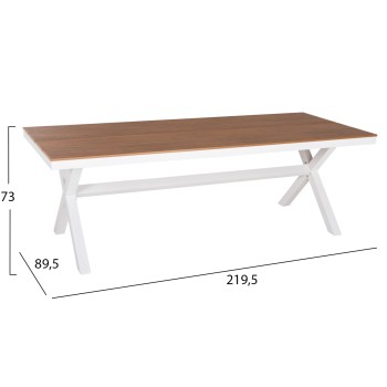ALUMINUM RECTANGULAR TABLE TAWNEE FK6039.02 WHITE COLOR-POLYWOOD IN NATURAL WOOD 219,5x89,5x73Hcm. ALUMINUM RECTANGULAR TABLE TAWNEE FK6039.02 WHITE COLOR-POLYWOOD IN NATURAL WOOD 219,5x89,5x73Hcm.