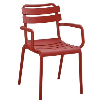 POLYPROPYLENE ARMCHAIR PHILLY FK6123.07 RED 58.5x49x83.5Hcm.