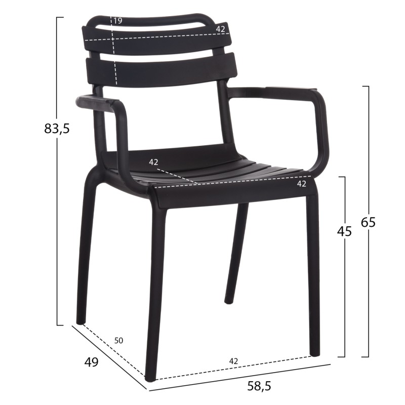 POLYPROPYLENE ARMCHAIR PHILLY FK6123.02 BLACK 58.5x49x83.5Hcm. POLYPROPYLENE ARMCHAIR PHILLY FK6123.02 BLACK 58.5x49x83.5Hcm.