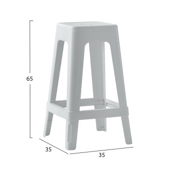 POLYPROPYLENE STOOL SQUARE ZEB FK6128.01 WHITE 35x35x65Hcm. POLYPROPYLENE STOOL SQUARE ZEB FK6128.01 WHITE 35x35x65Hcm.