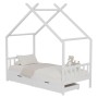 BED FOR KIDS KLARICE FK680.03 t.MONTESSORI-2 DRAWERS- SOLID PINE WOOD IN WHITE- 190x90cm.