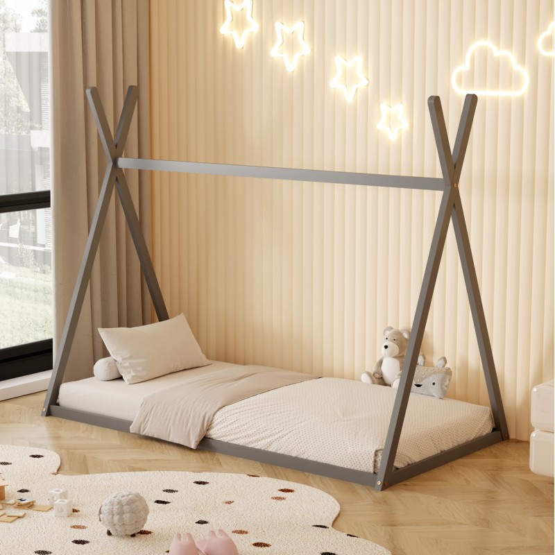 BED FOR KIDS MUNK FK681.05 t.MONTESSORI SOLID PINE WOOD IN GREY- 190x90cm. BED FOR KIDS MUNK FK681.05 t.MONTESSORI SOLID PINE WOOD IN GREY- 190x90cm.