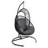 HANGING NEST RULER FK6083 BLACK METAL AND SYNTH.RATTAN-GREY CUSHIONS 120x110x190Hcm.