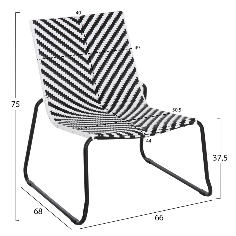 METAL CHAIR PONY FK6082 BLACK & WHITE SYNTHETIC RATTAN 66x68x75Hcm. METAL CHAIR PONY FK6082 BLACK & WHITE SYNTHETIC RATTAN 66x68x75Hcm.