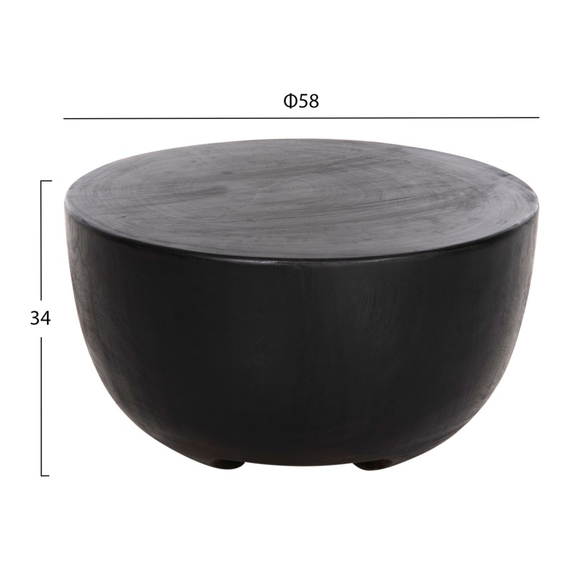 SIDE TABLE POMPU FK9794.02 SOLID SUAR WOOD IN BLACK COLOR Φ58x34Hcm. SIDE TABLE POMPU FK9794.02 SOLID SUAR WOOD IN BLACK COLOR Φ58x34Hcm.