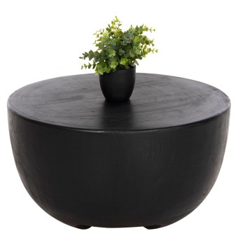 SIDE TABLE POMPU FK9794.02 SOLID SUAR WOOD IN BLACK COLOR Φ58x34Hcm.