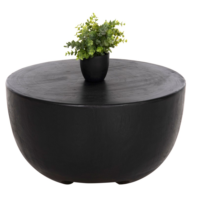 SIDE TABLE POMPU FK9794.02 SOLID SUAR WOOD IN BLACK COLOR Φ58x34Hcm. SIDE TABLE POMPU FK9794.02 SOLID SUAR WOOD IN BLACK COLOR Φ58x34Hcm.