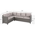 OUTDOOR LOUNGE SET CORNER SOFA&TABLE CARSON FK6078.01 GREY SYNTHETIC RATTAN-CUSHIONS-PS WOOD OUTDOOR LOUNGE SET CORNER SOFA&TABLE CARSON FK6078.01 GREY SYNTHETIC RATTAN-CUSHIONS-PS WOOD