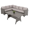 OUTDOOR LOUNGE SET CORNER SOFA&TABLE CARSON FK6078.01 GREY SYNTHETIC RATTAN-CUSHIONS-PS WOOD