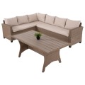OUTDOOR LOUNGE SET CORNER SOFA & TABLE CARSON FK6078.02 MOCHA SYNTHETIC RATTAN-CUSHIONS-PS WOOD OUTDOOR LOUNGE SET CORNER SOFA & TABLE CARSON FK6078.02 MOCHA SYNTHETIC RATTAN-CUSHIONS-PS WOOD