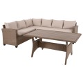 OUTDOOR LOUNGE SET CORNER SOFA & TABLE CARSON FK6078.02 MOCHA SYNTHETIC RATTAN-CUSHIONS-PS WOOD OUTDOOR LOUNGE SET CORNER SOFA & TABLE CARSON FK6078.02 MOCHA SYNTHETIC RATTAN-CUSHIONS-PS WOOD