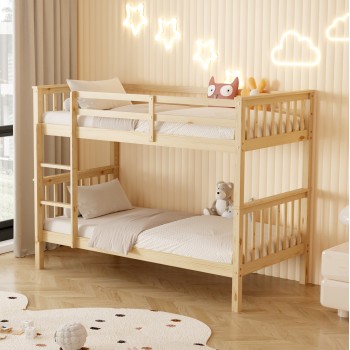 BUNK BED FOR CHILDREN LANTAI FK682.01 PINE WOOD IN NATURAL-MATTRESSES 190x90cm BUNK BED FOR CHILDREN LANTAI FK682.01 PINE WOOD IN NATURAL-MATTRESSES 190x90cm