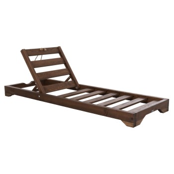 BEACH LOUNGER WITH SHORT LEGS IKARIA FK6107.01 PINE WOOD IN WALNUT COLOR-FRAME ONLY 80x208x100Hcm.