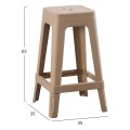 POLYPROPYLENE STOOL SQUARE ZEB FK6128.05 CAPPUCCINO 35x35x65Hcm.