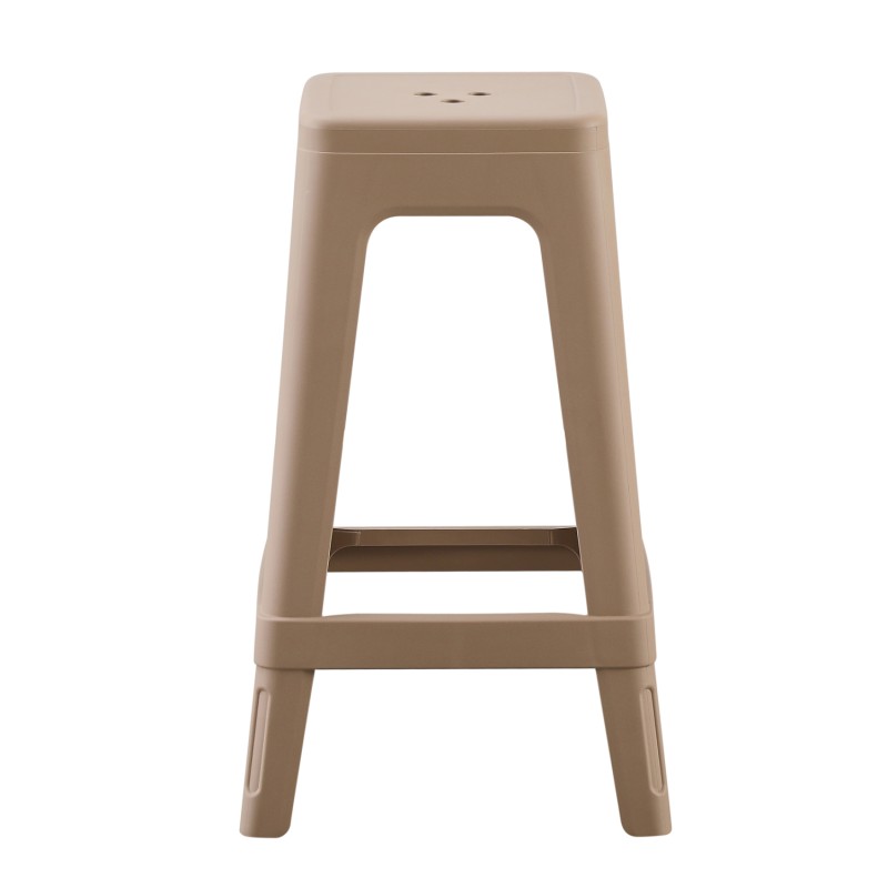 POLYPROPYLENE STOOL SQUARE ZEB FK6128.05 CAPPUCCINO 35x35x65Hcm.