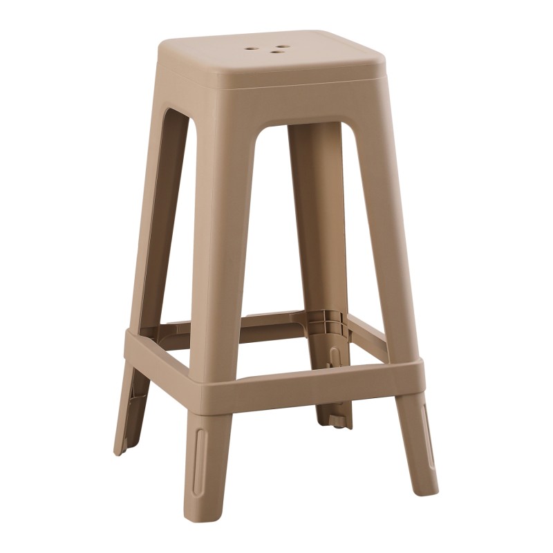 POLYPROPYLENE STOOL SQUARE ZEB FK6128.05 CAPPUCCINO 35x35x65Hcm.