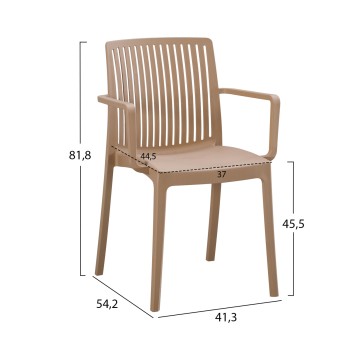 POLYPROPYLENE ARMCHAIR IDA FK6127.05 CAPPUCCINO 53x50x82Hcm.