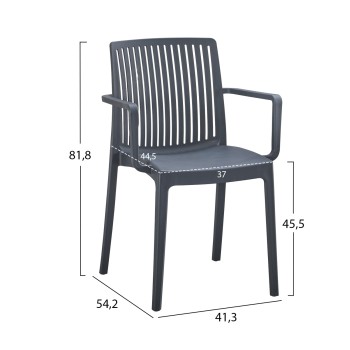 POLYPROPYLENE ARMCHAIR IDA FK6127.03 GREY 53x50x82Hcm.