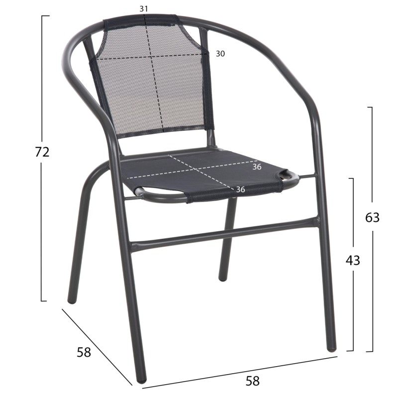OUTDOOR SET 3PCS FK10711 GREY METAL-SAFETY GLASS-GREY TEXTILENE OUTDOOR SET 3PCS FK10711 GREY METAL-SAFETY GLASS-GREY TEXTILENE