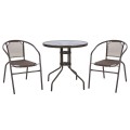 OUTDOOR SET 3PCS FK10712 BROWN METAL-SAFETY GLASS-BROWN TEXTILENE OUTDOOR SET 3PCS FK10712 BROWN METAL-SAFETY GLASS-BROWN TEXTILENE